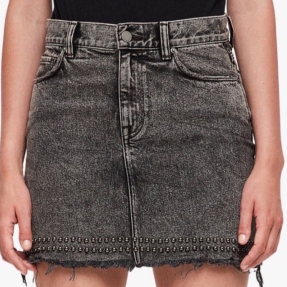 Black Denim Studded Skirt